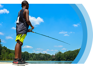Fishing at the dock at Camp Barakel